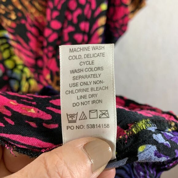 Women Colorful Animal Print Rayon Button Top Sz 22W Maximalism Vibrant Statement - Picture 11 of 12